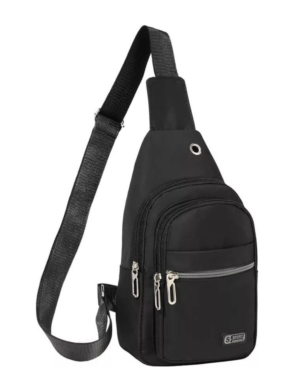 Black Nylon Sling Backpack Crossbody Bag | Multi-Compartment